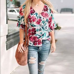 Willow and Root Floral Button Down Top